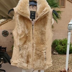 Guess Beige Faux Fur Vest